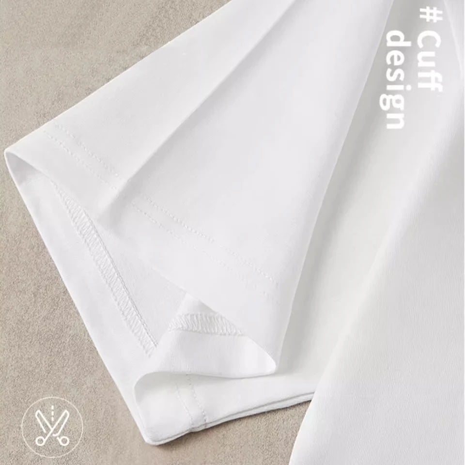 220Gsm Heavy Oversized Plain T-Shirt for Men Summer Highqualtity Short Sleeve Tee 100%Cotton Solid Color Trendy Casual White Top
